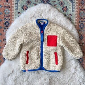 Lego x Target baby jacket faux Sherpa shearling coat cream blue red 18 months